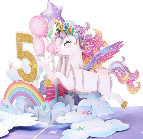 Liif Unicorn Happy 3rd Birthday Card, Pop Up Birthday Card for 3 Year Old for Kids, Girl in Saudi Arabia