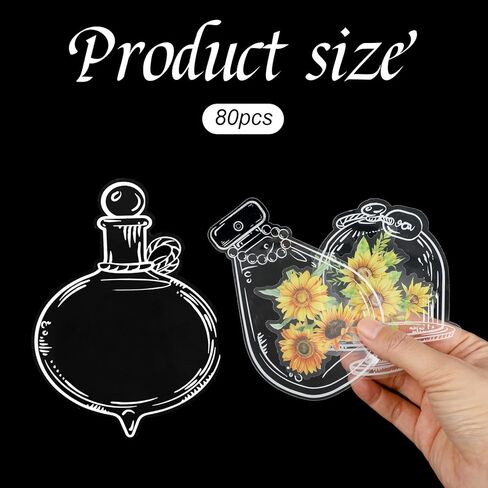 80 PCS شفافة مرجعية زهرة مجففة مرجعية سهلة DIY مرجعية مرجعية مجفف زهرة جعل مجموعة الإشارات الإشارات الشفافية ، مرجعية الزهور صانعات Clear Jars ملصقات الشارات لعلامات صفحة الحرف اليدوية in Kuwait