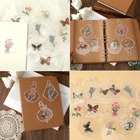 80 PCS شفافة مرجعية زهرة مجففة مرجعية سهلة DIY مرجعية مرجعية مجفف زهرة جعل مجموعة الإشارات الإشارات الشفافية ، مرجعية الزهور صانعات Clear Jars ملصقات الشارات لعلامات صفحة الحرف اليدوية in Kuwait