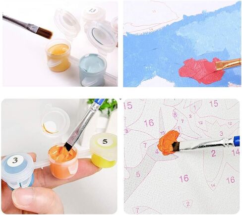 طلاء DIY بواسطة أرقام اللوحة اللوحة للأطفال أو المبتدئين بالبالغين مع فرش ودهانات الأكريليك بدون إطار in Kuwait