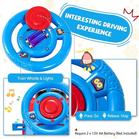 GLACER Ride On Train with 16 Pieces Tracks for Kids, Electric Ride On Toy with Lights & Sounds, Storage Box Under Seat and Retractable Foot Pedals, Gift for Toddler, Boys and Girls 3+ Years (Blue) in Kuwait