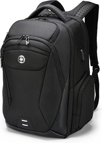 Swissdigital Design Men's Laptop Backpack for College and Business Travel with Integrated USB Charging Port and RFID Protection Fits Laptops up to 15.6 inch (Terabyte NG SD1695-01) in Saudi Arabia