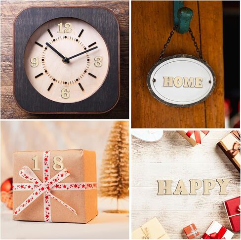 200pcs 0.6 "رسائل خشبية صغيرة وأرقام خشبية حروف فارغة أرقام ساعة خشبية فارغة لفنون الرسم DIY الإملاء الإملائي in Kuwait