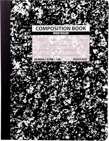 Mintra Office Composition Books (Assorted Marble Comp - Wide Ruled, 24 Units (6-4pks)) in Saudi Arabia