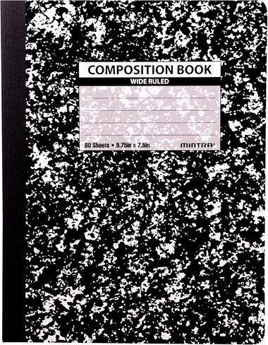 Mintra Office Composition Books (Assorted Marble Comp - Wide Ruled, 24 Units (6-4pks)) in Saudi Arabia