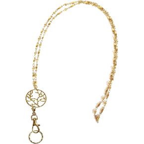 Gold Pendant Women's Lanyard Strong Stainless Steel Chain, Trendy ID Badge Card Holder Teacher Cruise Keys Phone