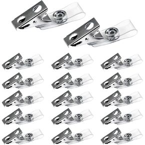 100Pcs Metal Badge Clips with Clear PVC Straps, Double Hole Metal Badge Clips for Badge Holders, ID Cards, Name Tags Work Badges (50)