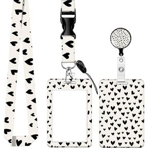 Cute ID Badge Holder with Retractable Clip,Adjustable Badge Lanyard, Reels for Women Kid Teacher Nurse Doctor Student - Pink Cow Print