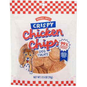 Trader Joes Crispy Chicken Chips Treats ، صدر دجاج 99 ٪ ، 2.5 أوقية/70 جرام (حزمة 1)