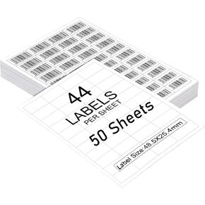 44-UP FBA Labels FNSKU Label Barcode Label,48.5 x 25.4 mm on A4 (100 Sheets,4400 Labels) White Self Adhesive Shipping Mailing Stickers for Laser and Inkjet Printer
