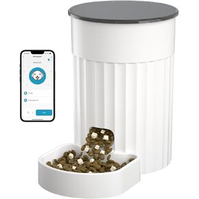 Automatic Cat Feeders 2.4G WiFi, 3L Auto Cat Food Dispenser for Cats and Small Dogs, Timed Cat Feeder Programmable Portion Size with APP Control & Alexa 1-10 Meals Per Day (White)