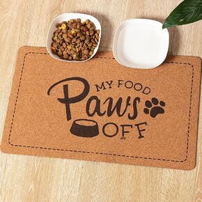 Dog Food Mat – Waterproof Dog Feeding Mat for Food and Water Bowl, Non-Slip Water Mat for Dog and Cat, Easy to Clean Wood Pet Food Mats, 20x12 Inch