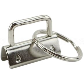 50 Sets - CleverDelights 1.25" Key Fob Hardware Set with Key Rings - 1 1/4 Inch Lanyards Key Chains