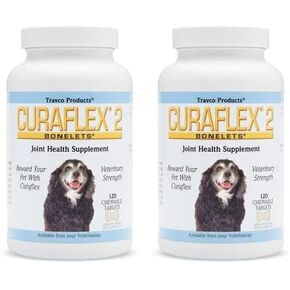 Nutramax Laboratories Curaflex 2 Joint Health Supplement for Dogs, 120 Chewable Tablets