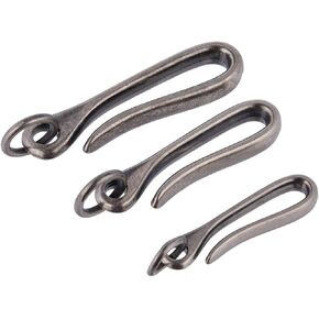 CRASPIRE 3PCS U شكل خطاف مفتاح خيط السمك الياباني سلسلة مفتاح السلسلة النحاس الصلبة خيط خيط مفتاح الفضة العتيقة حزام حزام محفظة محفظة حامل حزام محفظة للنساء شارة المحفظة