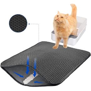 Medium Cat Litter Mat, litter box mat (Gray, 18x24 Inch), Double Layer Traps litter, Urineproof, Indoor Box Supplies and Essentials, easy clean, litter catching mat