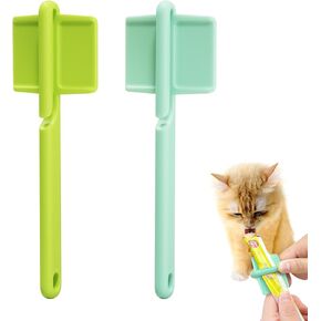 3pcs Cat Strip Feeders, Kitten Strip Squeeze Spoon for Wet Food and Liquid Snack, Cat Lickable Puree Treat Food Dispenser Pet Food Mixing Spoon Feeding Scoop for Pets (Blue & Green and White