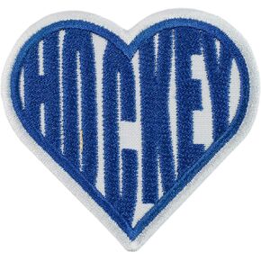 Hockey Heart Patch for Fans - Sport Emblem - Embroidered Iron On - Size: 3.1 x 3 inches