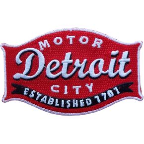 Detroit Buckle 100% Embroidery Patch Iron on or Sew on Embroidered 3.75″ Wide x 2.5" Tall