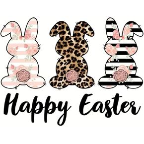 1 Sheet Happy Easter Bunny Iron on Heat Transfer for DIY Patches.