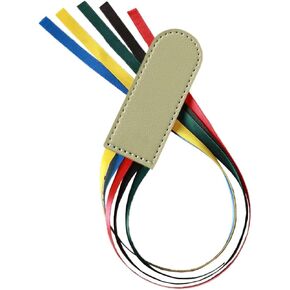 Ribbon Bookmarks Leather Bookmarks Creative Book Markers Bible Page Markers with 5 Color Ribbons for Book Reading, Book Accessories (Beige)