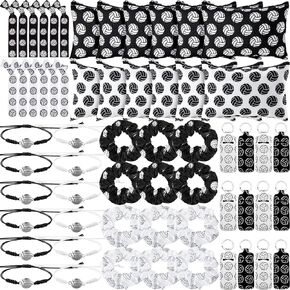 Nuogo 60 Pcs Volleyball Party Favors Gifts for Team Include 12 Cosmetic Bag 12 Keychains 12 Hair Scrunchies 12 Hair Ties 12 Bracelets for Volleyball party supplies