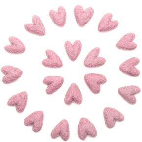 Glaciart One Felted Hearts - Mini 0.8" (20 Pcs) - Needle Felting - Needle Felting & Essential Oils Ready - Handmade in Nepal Using 100% Natural New Zealand Wool, for Art Projects & Valentines Decor