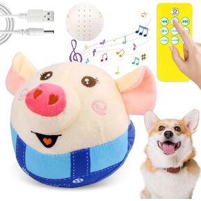 Interactive Dog Toys, Remote Control Dog Toy, Rechargeable Automatic Moving Dog Toy Ball, Moving Dog Toys for Large Dogs, Talking Squeaky Music Active Moving Pet Plush Toy to Keep them Busy (Blue Pig)