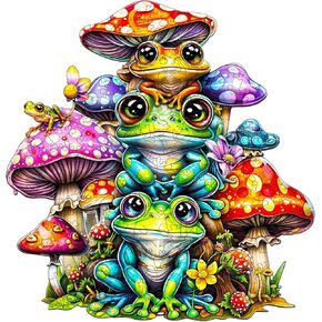 Wooden Puzzles for Adults - Unique Shaped Wooden Puzzles for Adults and Kids - Frog Family Wooden Jigsaw Puzzles - Animal Wooden Puzzle Easter Creative Birthday Gifts - Puzzle Toys - 190pcs