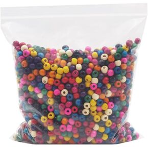 1800pcs 8mm Multicolor Painted Natural Wood Beads Colored Round Wooden Loose Beads for Craft Making Home Decoration
