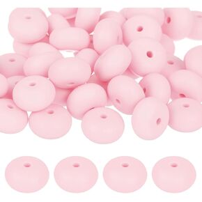uxcell 50Pcs 12mm Gold Silicone Round Lentil Beads, Loose Beads for DIY Jewelry Making