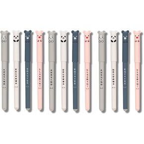 4pcs 0.35mm Erasable Gel Pens + 5pcs Replacement Refills, Cute Kawaii Cartoon Cat Pig Bear Panda Animal Gel Ink Black Pen Ballpoint for Writing Note (4)