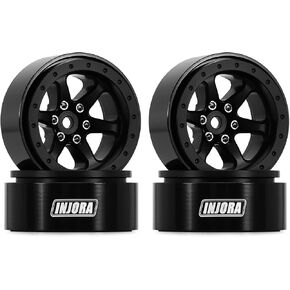 INJORA 1.3 Aluminium Beadlock Wheel Rims - Negative Offset -4.05mm for TRX4M SCX24 Upgrade 1/24 1/18 RC Crawler Car(Black)