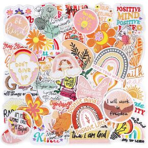 Christian Iron on Patches Embroidered for Backpacks: Funcolor 42pcs Religious Vintage Girly Trucker Hat Patches Iron on - Positive Motivational Quotes Patches Sew on Applique for Clothing Jackets
