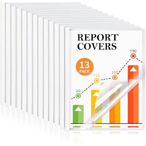 13 Pack Report Covers with Sliding Bar, Clear Report Covers for A4 and Letter Size Paper, Resume Covers Presentation Folders File Document Binder for School Business Office