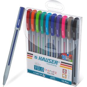 HAUSER Yolo Black Ballpoint Pen Set of 20 – Smooth Writing, Carbon Fiber Finish, 1.0 mm Tip, Durable & Stylish for School, Office & Personal Use