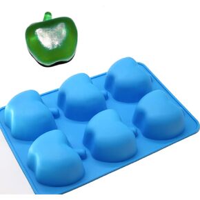 X-Haibei 6-Cavity Apple Shaped Silicone Baking Mold - 4oz Soap, Chocolate, Cake, Gelatin, Lotion Bar Mold - Perfect for Teacher Appreciation Gifts, DIY Crafts, and Home Baking