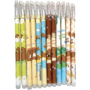 12 PCS Capybara Arasable Arasable Pens Cartoon Pens Cartoon Capybara Gel Ink Pens Cartoon 0.5mm الكتابة السلس على الأقلام المدرسية للنساء البنات الأولاد (الحبر الأسود)