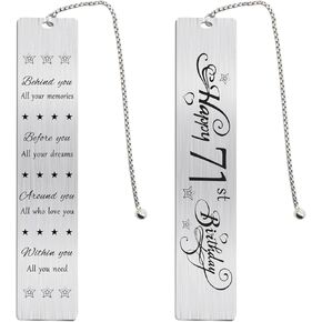 Jzxwan Happy 71st Birthday Gifts for Women Men, 71 Year Old Birthday Bookmark, Female 71 Yr Old Bday Card Gift Ideas, 1954 Birthday Book Mark for Woman Man, 71st Birthday Decorations, 71 st Bd Present