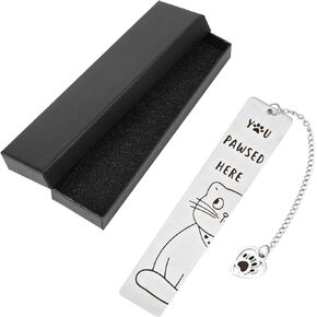 Cat Bookmark, Cute Cat Bookmark with Heart Pendant and Box Funny Bookmarks for Reading Women Book Reading Accessories for Cat Lovers Bookworms Readers Cat Gifts for Book Club