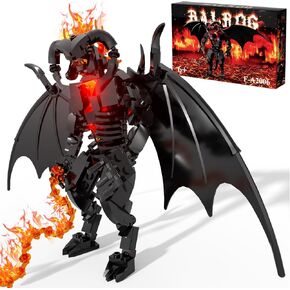 Figure Balrogs Monster Building Block Set Balroged of Moria Bricks Demons Model Toys Gifts，Building Blocks Set, Bat Robot Figure with Wings and Lava Accessories