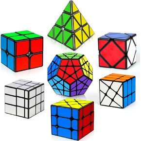 5 Pack Speed Cube, Magic Cube Set Includes 2x2, 3x3, 4x4, Pyramid Triangle Cube, Speed Cube for Kids Toddlers Adults, Puzzle Cube Set for Kid