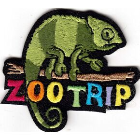 AE - 'ZOO TRIP' Iron On Embroidered Multicolored Cartoon Patch, Size 2 Inches