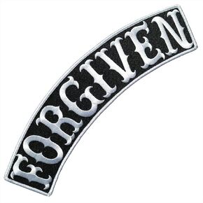 VEGASBEE® Forgiven Patch Embroidered Iron-On Patch Biker Jacket Rider Vest TOP Rocker 12" USA Original (Black-White)