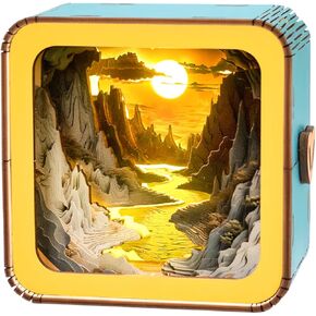 3D Wooden Puzzles for Adults(Long River Sunset) DIY LED Light Kit with Eye-Care Adjustable Brightness Switch for Teens-Personalized Gifts for DIY Puzzle Lovers