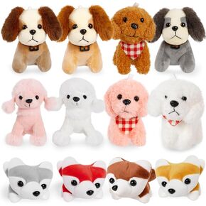Easter Basket Stuffers - 12 Pack Dog Stuffed Animals, 4.8 Inch Small Stuffed Animals Bulk, Puppy Plush, Treasure Box Toys for Classroom, Prize Box Toys, Party Favors for Kids