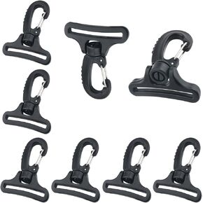 8PCS Black Plastic Swing Hook Buckle 2 inch I.D. Spring Hook Strap Belt Luggage Bag Mountaineering Buckle Dog Buckle Swivelling Universal Hook Buckle for Fabric Tie Down Fastening