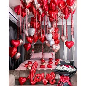 البالونات يوم عيد الحب ديكورات الذكرى الذكرى مع حب البالونات قلب رقائق قلب البالونات الورد لتتخيل عيد الحب ليلة رومانسية ليلة خاصة هل ستكون صديقتي