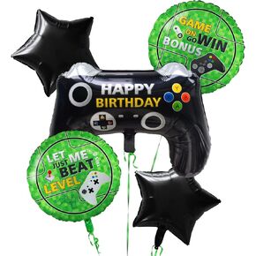 5 Pcs Video Game Party Decoration, Level Up Birthday Balloons，Video Game Foil Balloon for Game On Birthday Party Supplies