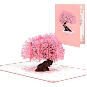 Peach Blossom Tree Tree ، بطاقة تحية باقة زهرة مع بطاقة ومغلف فارغة ، هدية للاحتفال بالحب ، عيد ميلاد ، الذكرى ، عيد الحب ، الزفاف ، المشاركة ، دش الزفاف